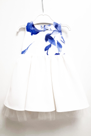 White children's blue flower dress