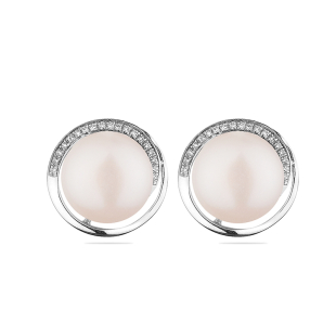 Silver Earrings with natural pearls SE0469 Swan