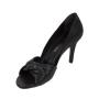 Women's elegant shoes made of genuine leather in black with decorative weave 21241