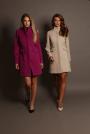 Women's fitted coat with a high collar in lilac color 12308-702