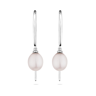 Silver earrings with freshwater white pearl CAA091EW Swan