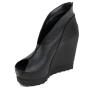 Women's black leather shoes with platforms