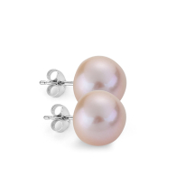 Silver earrings with freshwater pink pearls 11-12 mm CAA011R Swan