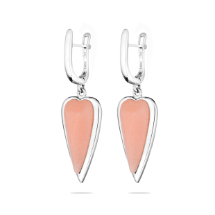 Silver Earrings with heart shape pink coral GL1658E Swan