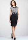 Women's black skirt dress with jacquard top and leather elements BF RUMENA