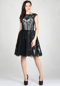 Women's evening dress in attractive black lace RUMENA