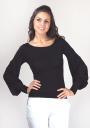 Black, tricot blouse with buffon Sleeves Basic Line 