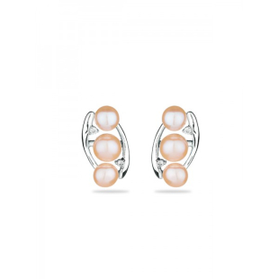 Silver Earrings with natural pearls and zircon FN701ER Swan