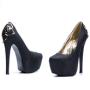 Pantofi de dama negri cu toc inalt cu decor 0119564