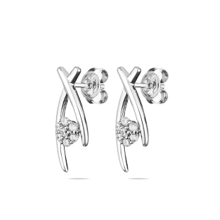 Silver Earrings with zircons END544E Swan