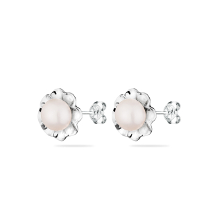 Silver Earrings with natural white pearls IE0318W Swan