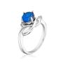 Silver ring with blue synthetic sapphire and zirconium SAP164R Swan