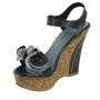 Women's leather wedge sandals with front detail 13006flowers