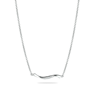 Silver necklace with twisted pendant and line of  zircons JT7443N Swan