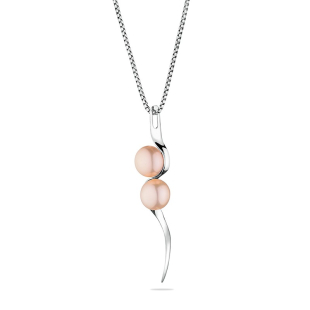 Silver necklace with natural pink pearl GP013R Swan