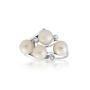 Silver ring with white freshwaters pearls and zircons RT259RW Swan