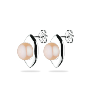 Silver Earrings with natural pink pearls GE051W/R/B Swan