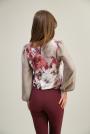 Women's blouse with wide sleeves and floral pattern 82124-713