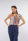 Women's silk blouse with color motifs 82005-211