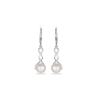 Silver Earrings with natural pearls RT376EW Swan