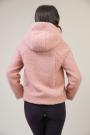 Women's sports coat with hood made of bouclé fabric in powder color 12201-504B