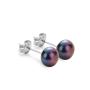 Silver Earrings with natural black pearls 8-9mm E8085B  Swan