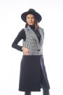 Women's long vest in black and pipit 12003-T24-3