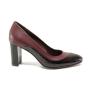 Elegant women's high-heeled shoes made of natural smooth leather and burgundy lacquer 21191