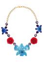 Колие с естествени орхидеи и рози, мъниста клоазоне My Happy Blue Garden Dannyra Jewels