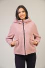 Women's sports coat with hood made of bouclé fabric in powder color 12201-504B