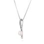 Silver necklace with natural white pearl and zircons SP0287W Swan