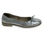 Women's silver suede leather mocassins with ribbon