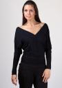 Bluza neagra casual cu decolteu adanc in forma de V Basic Line