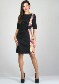 Rochie eleganta negra cu detaliu lateral RUMENA