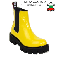 Women's yellow patent leather boots 20338