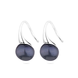 Silver Earrings with natural black pearls CAA094EB Swan