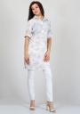 Cotton shirt-tunic in floral print and white jeans RUMENA