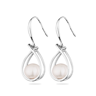 Silver Earrings with natural pearls SE0474 Swan