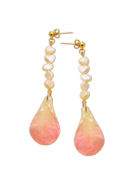 Earrings with Real Orchid and Mayorka Pearls Tenderness Dannyra Jewels 