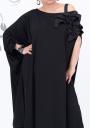 Black maxi dress with handmade decorations and dialed sleeve Ilina