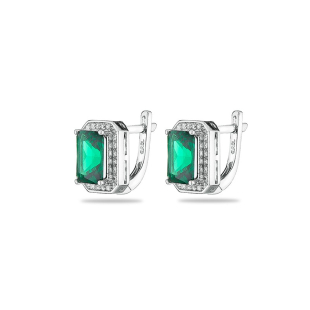 Silver еarrings with emerald and zircon EM791E Swan