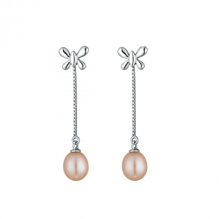 Silver Earrings with natural pink pearls CAA039P Swan