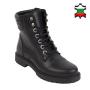 Women's black leather boots with ties and zip 20444