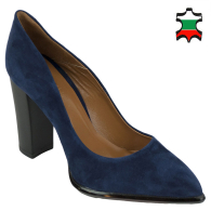 Women's high heels shoes blue made of suede leather