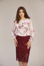 Formal women's blouse with long sleeves with flowers 82118-710