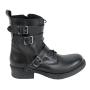 Women's leather boots with straps and buckles