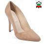 Women's evening camel suede leather shoes