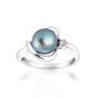 Silver ring with white freshwater pearl and zircon SR0019B Swan