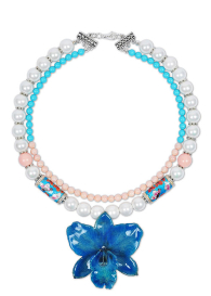 Blue Oriental Queen Necklace With Real Orchid Dannyra Jewels