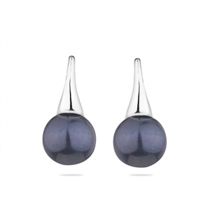 Silver Earrings with natural black pearls CAA094EB Swan